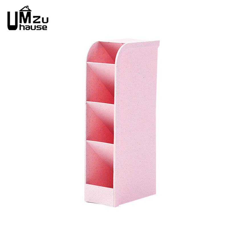 Cajas de almacenamiento para lápices, cajones divisores de maquillaje, soportes para cepillo de dientes, organizador multifunción, organización de la oficina en casa: Rosa