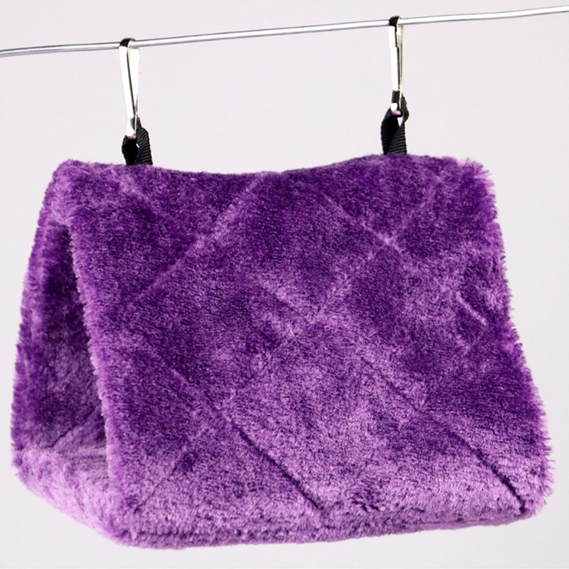 Pet Birds Parrot Soft Warm Plush Snuggle Hanging Cave Swing Toy Cage Hammock Pet Bird Bed Decor XCCYGW87: Purple