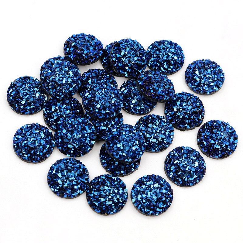 Nowa moda 40 sztuk 12mm Mix niebieski kolory kwiat styl z płaskim z powrotem Cabochons żywiczne Cameo: F3-77
