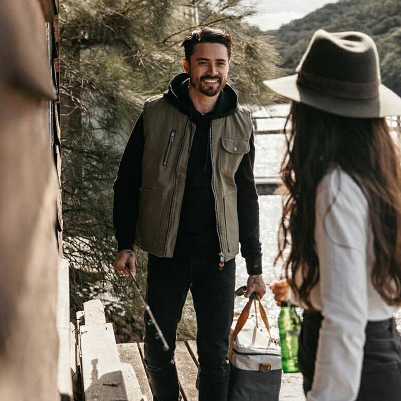 Chaleco de algodón multiusos para hombre, chaqueta de invierno con múltiples sudadera con bolsillos, clima frío, senderismo, viaje, Ejército