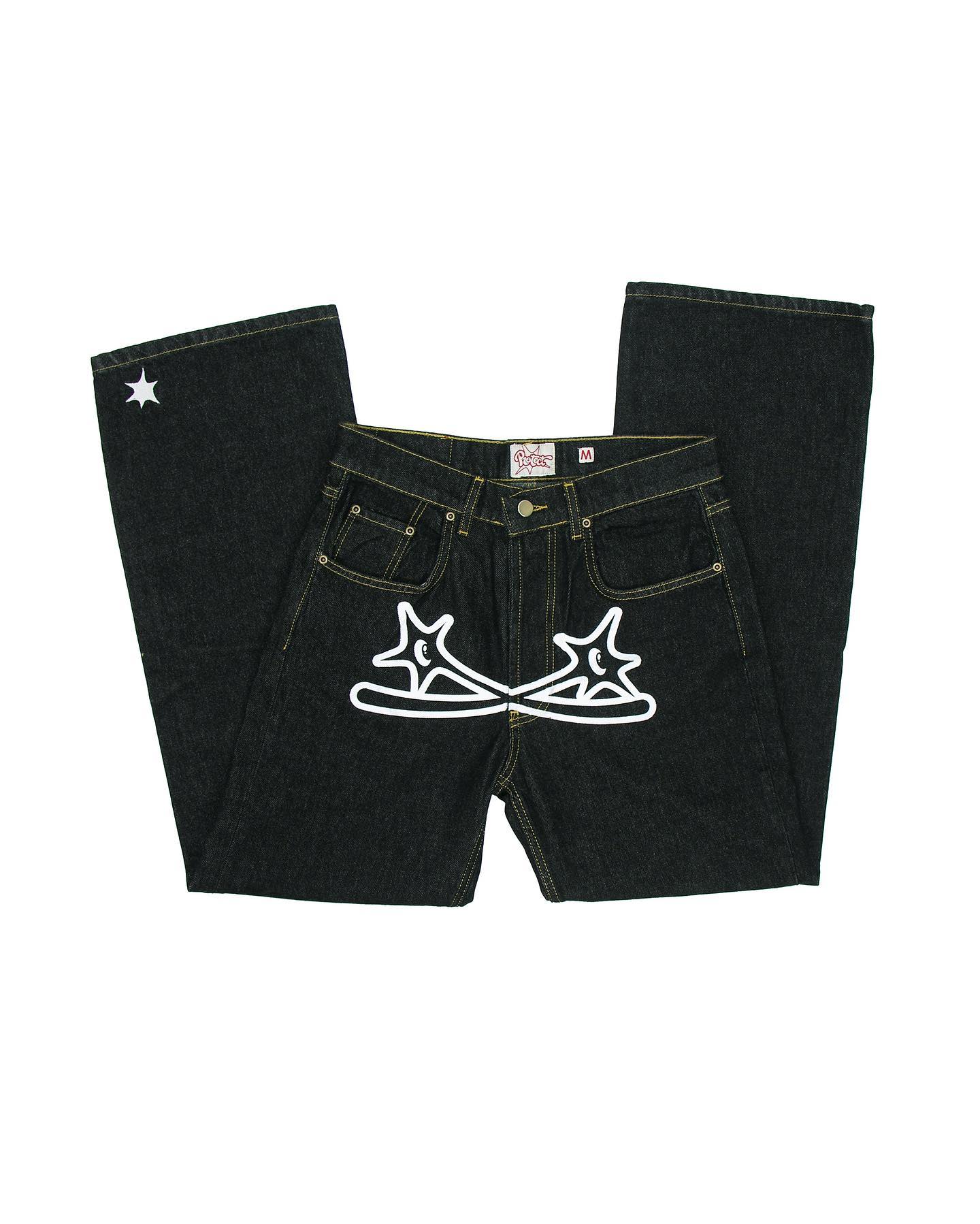 Y2K vende nuevos pantalones vaqueros bordados retro hip-hop americanos Harajuku Rock gótico pantalones sueltos de pierna ancha ropa de calle para hombres y mujeres: XXL / Castaño