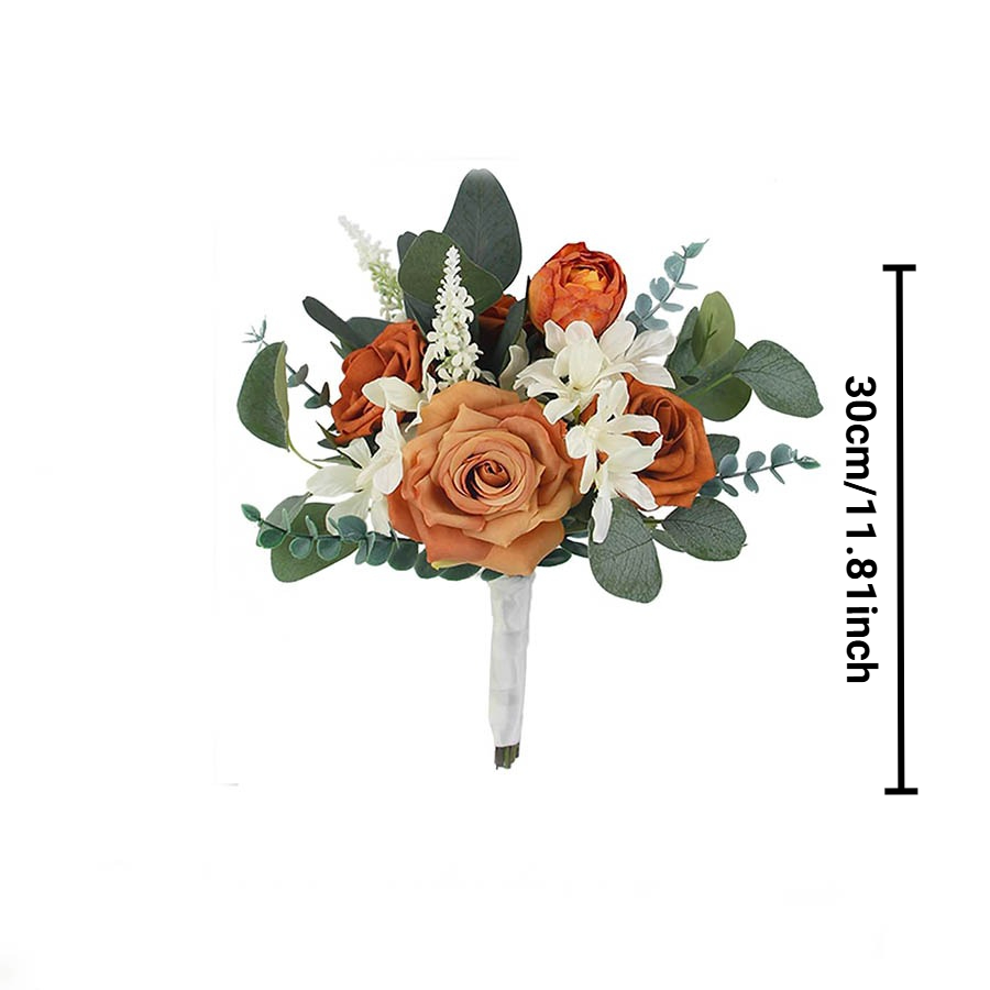 Hochzeitssträuße für Braut und Brautjungfern, Weiße Blaue Burgunderrote Künstliche Rosen für Hochzeit Kirche Ehe Dekoration: Blau