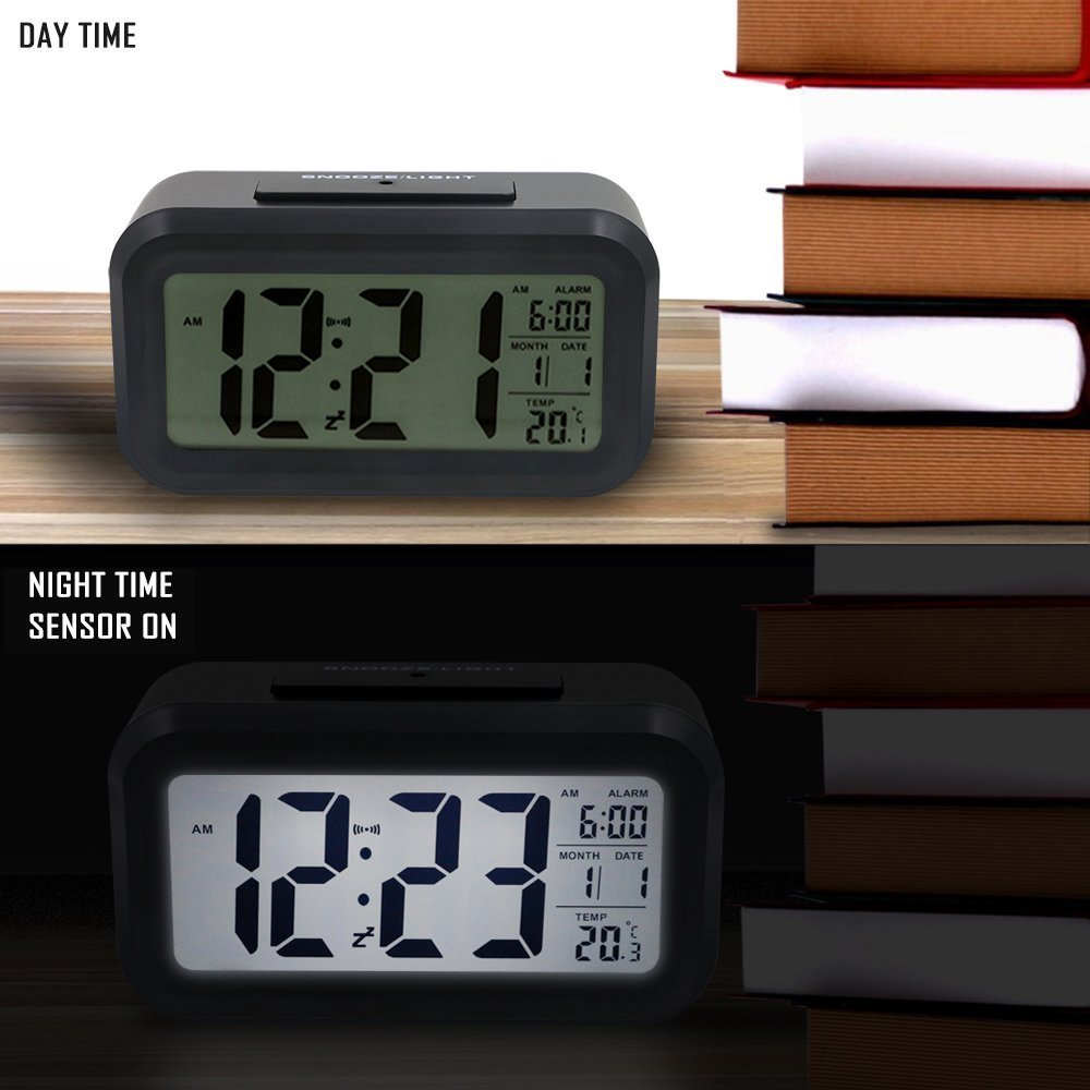 Despertador Digital con pantalla LCD, Sensor de retroiluminación electrónico de tiempo de repetición, luz nocturna, mesa de oficina, estudiante, reloj despertador para niños