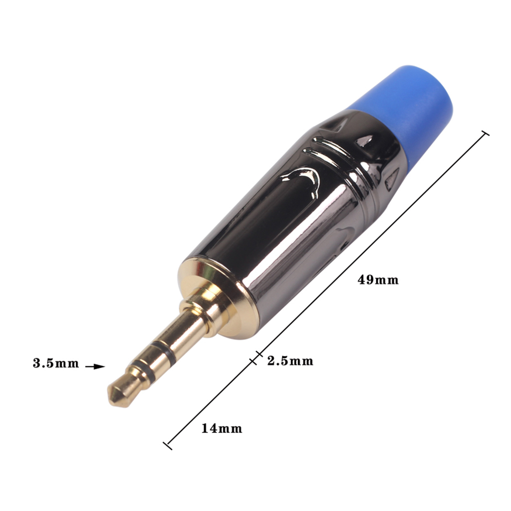 2Pcs 3 Pole 3.5mm Male Headphone Replace Jack Metal Headset Connector