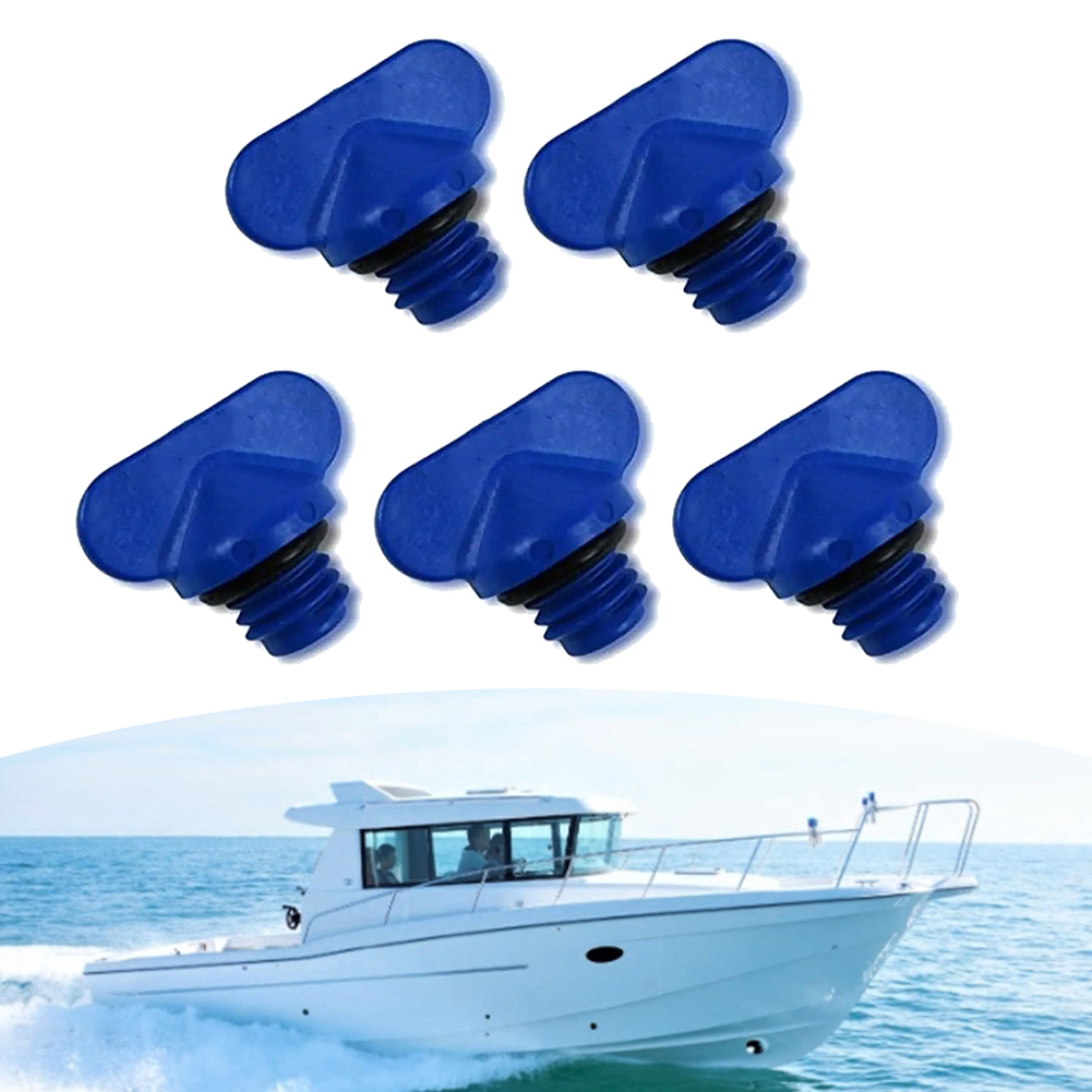 5pcs Engine Block Drain Plug 22-806608A02 22-806608A1 22-8M0119211 For Mercruise Exhaust Manifold Water Drain Blue Plug: Default Title