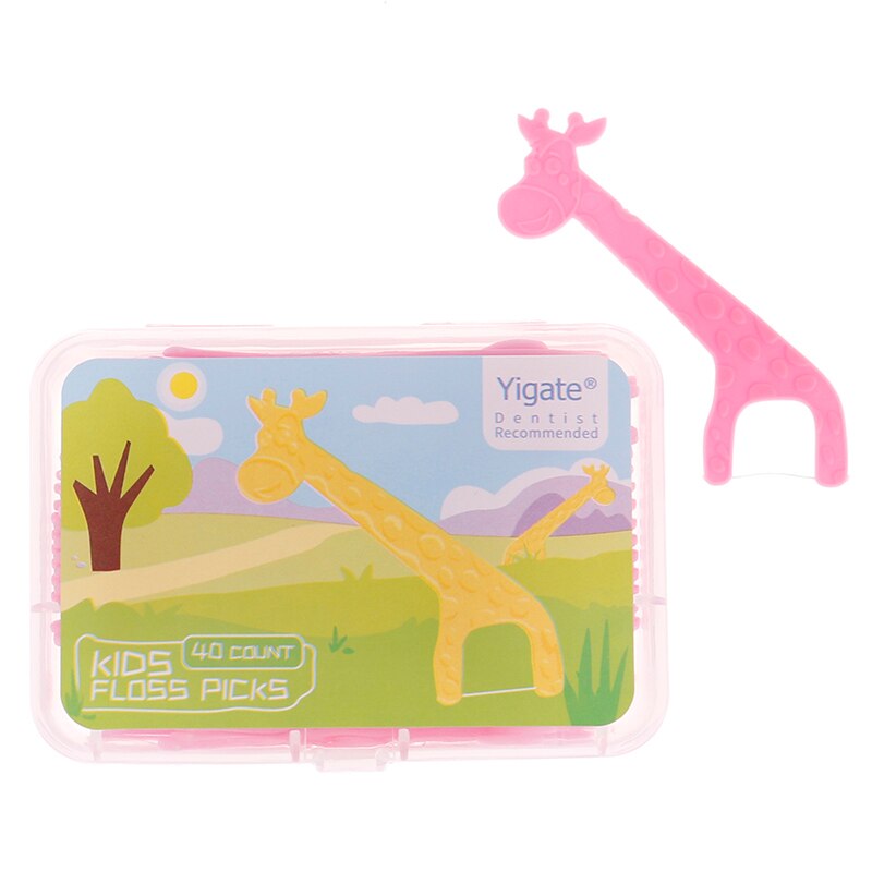 1box Kids Dental Floss Flosser Children Cartoon Picks Teeth Toothpicks Stick Teeth Toothpicks Stick Tooth Clean Oral Care: Pink