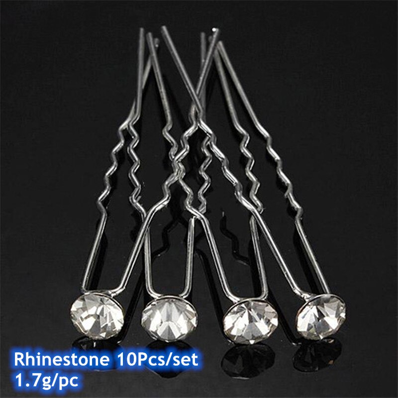 Presilha de cabelo de pérolas, presilhas com pérolas brancas para cabelo, acessórios de casamento para mulheres, ferramentas de estilo de cabelo 10 pçs/lote: Rhinestone   10Pcs