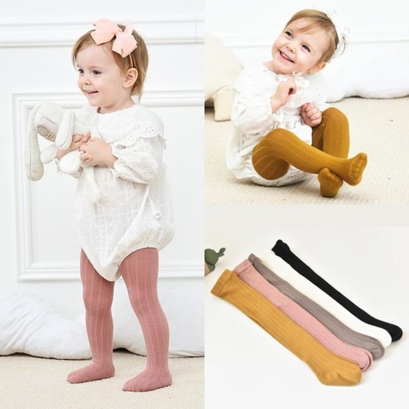 Polainas de bebé de algodón de Color sólido pantimedias para niños primavera otoño niños pantalones niñas pantalones de bebé a rayas verticales medias ropa infantil ropa