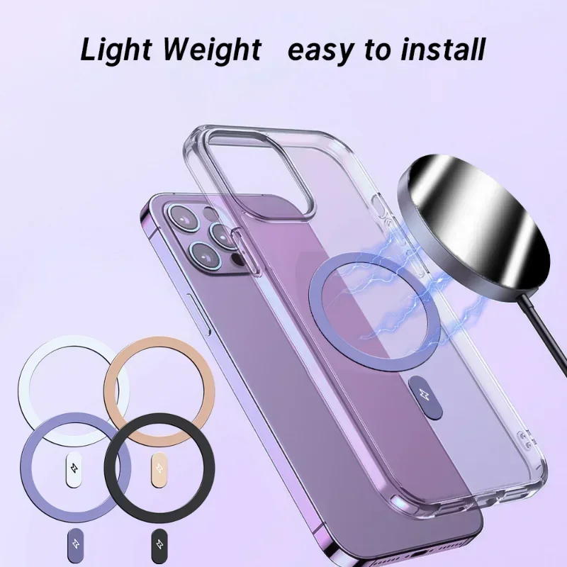 Magnetic Metal Plate Ring for Apple Magsafe Wireless Charger Iron Sheet Magnet Car Phone Holder Sticker for IPhone 15 14 Pro