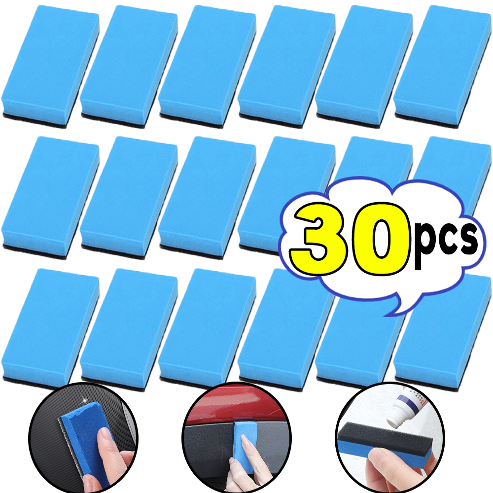 5/10/20/30 Uds. Esponja aplicadora de revestimiento cerámico para coche, esponjas para capa de cera Nano de vidrio, esponja cuadrada azul y accesorio de limpieza de tela