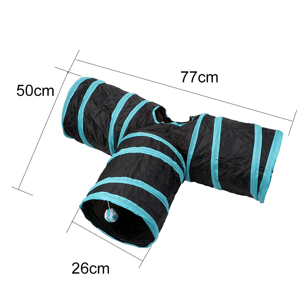 HILIFE Funny Pet Cat Tunnel Foldable Storage Tunnel Tubes 3 Holes 2 Colors Pet Supplies Kitten Toys Play Tubes Balls: Blue