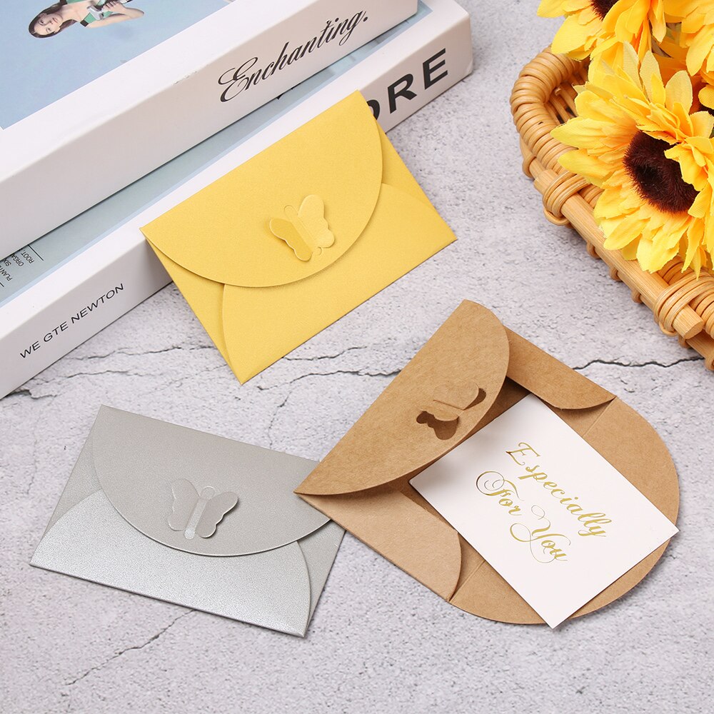 5PCs Mini Farfalla Colorata Busta Sacchetto di Carta Kraft Fibbia Perla di Carta Tessera di Cancelleria Per Ufficio Scuola Forniture