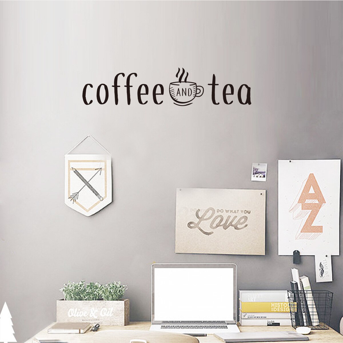Coffee And Tea Wall Stickers Kitchen Decoration Wall Decals Home Kitchen Art Wall Sticker Coffee Bar Quotes Wall Sticker
