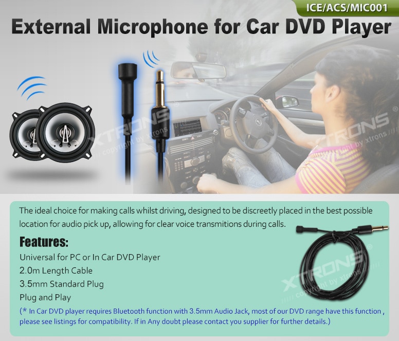 Xtrons mic 001 & mic 002 & mic 003 eksternt mikrofonsæt til bil-dvd-afspiller