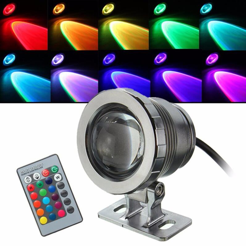 Didihou 10w vanntett søkelyset landskapsbelysning til undervannsfontenebasseng lys rgb med fjernkontroll: Sølv