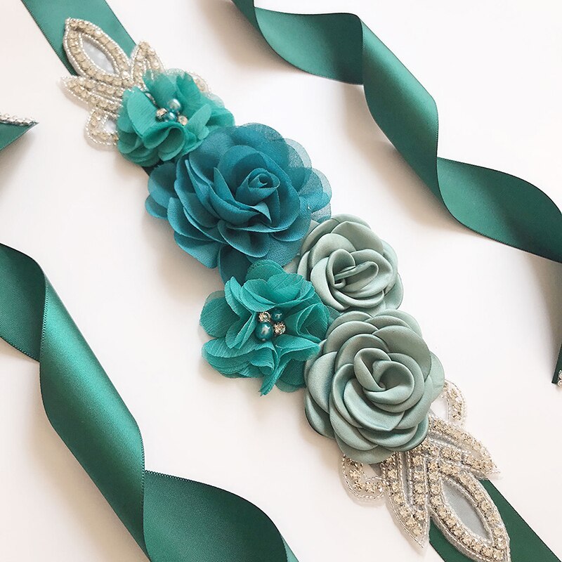 Bröllopsbälten blomma satin bröllopsklänning bälte brud strass band skärp gördel bälte för fest brudtärna kvinnor klänning