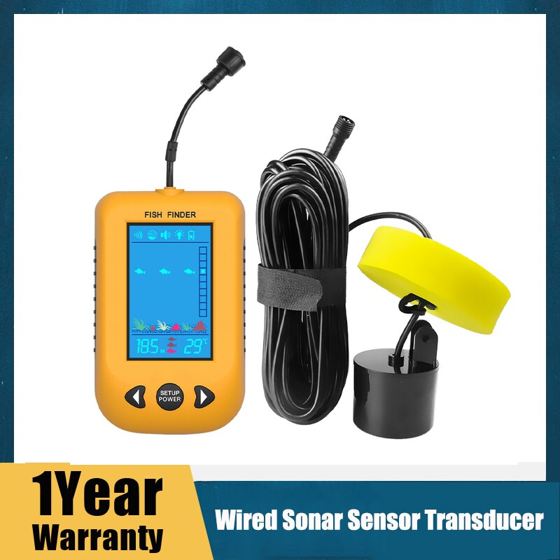Erchang Portable Fish Finder Water Depth Temperature Echo Sounder Wired Sonar Sensor Transducer Fish Finders