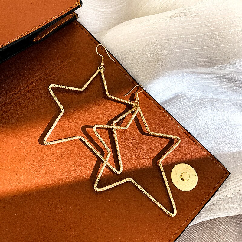 Übertreibung sterne Gold groß Band baumeln ohrringe geometrie erkläSprosse koreanischen stil tropfen ohrringe für frauen Juwel