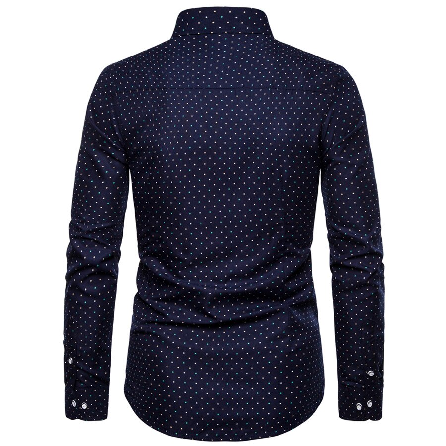Polka dot shirt til mænd plus størrelse 5xl lange ærmer sociale shirts smen tøj streetwear