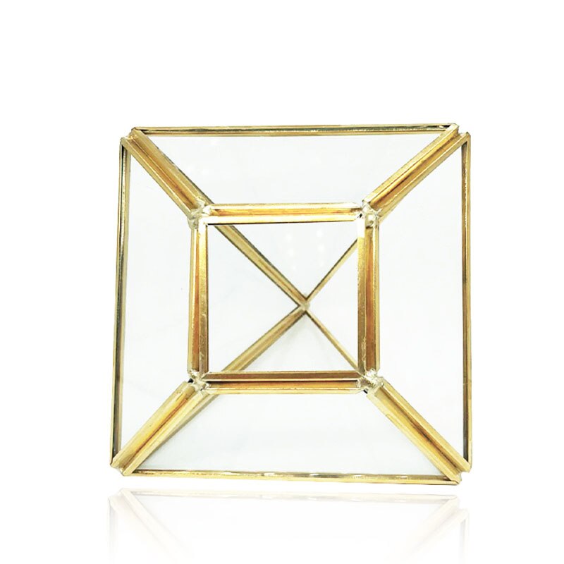 diamond shape storage box Phnom Penh geometric glass flower room cosmetics jewelry box glass + brass crafts ornaments