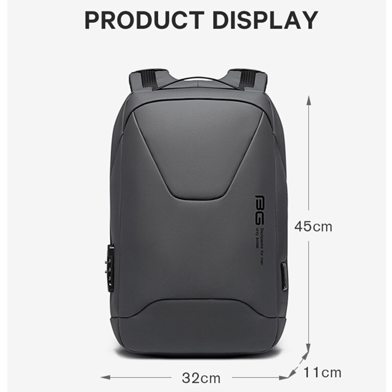 Bange herren-laptop-rucksack, diebstahlsicher, wasserdicht, 15.6 zoll, alltags-, arbeits-, business-rucksack, schulrucksack, mochila für männer