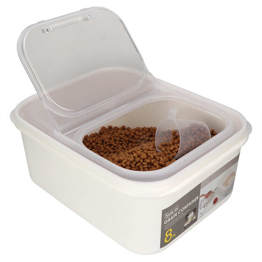 Pet Food Container Large Capacity Cat Dog Food Storage Box Container Bucket with Measuring Cup (Two Size Option)