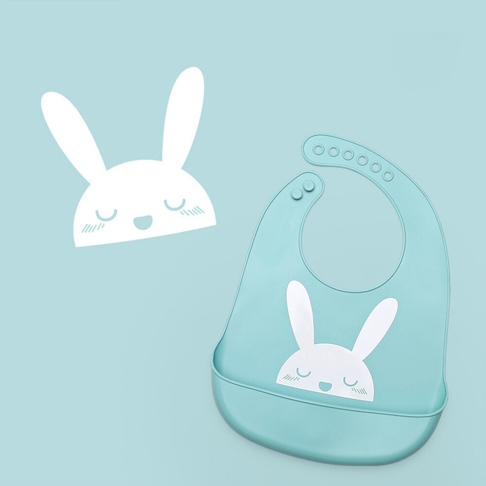 Cute Baby Bibs Waterproof Soft Silicone Cartoon Print Baby Feeding Stuff Dinosaur Kids Girl Boy Adjustable Children Bib: rabbit
