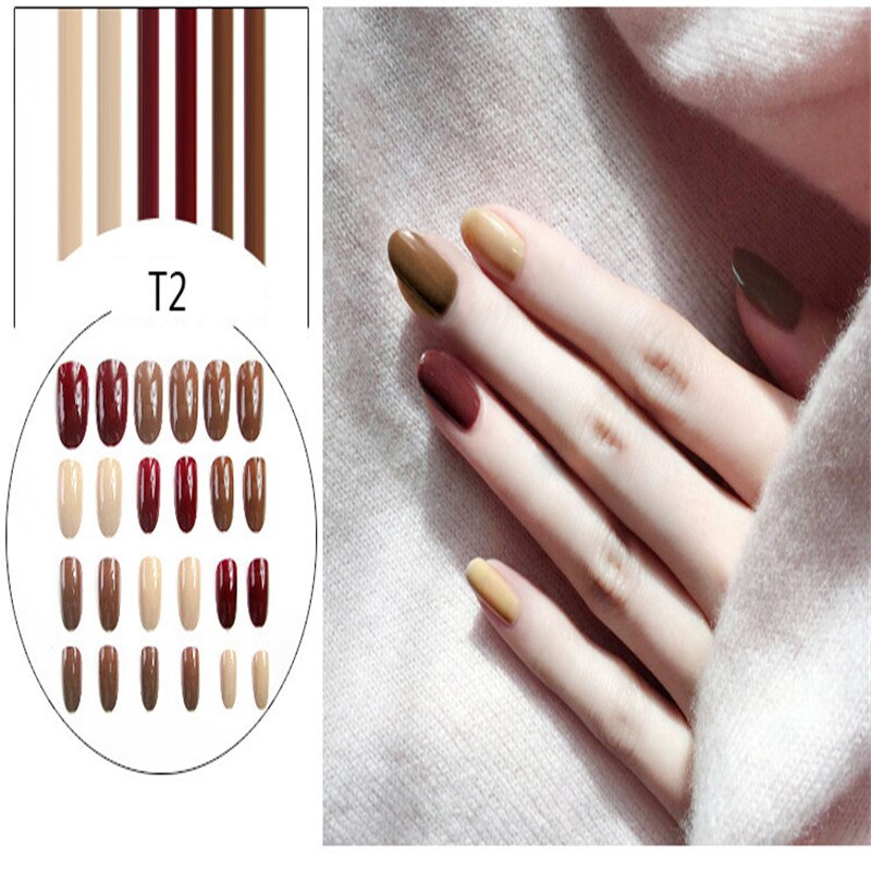 2019 nowy 24 sztuk/1 zestaw sztuczne nietrzeźwy eleganckie wino czerwony gradient sztuczne paznokcie akrylowe sztuczne paznokcie dla ozdoba robić paznokci przepych: 06