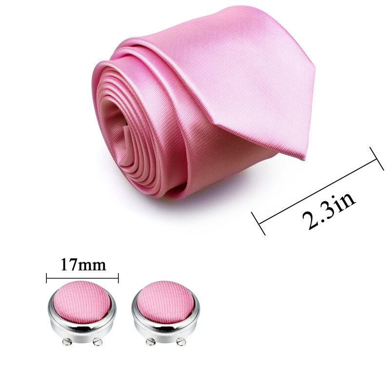 HAWSON Roze Stropdas Set met Pocket Vierkante Knop Cover Manchetknopen en Dasspeld in -Set voor Bruiloft & business Party