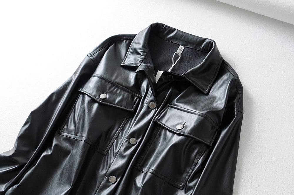 Winter faux leather jacket women fur coat Streetwear black leather jacket logn sleeve motorcycle biker jackets punk outwear