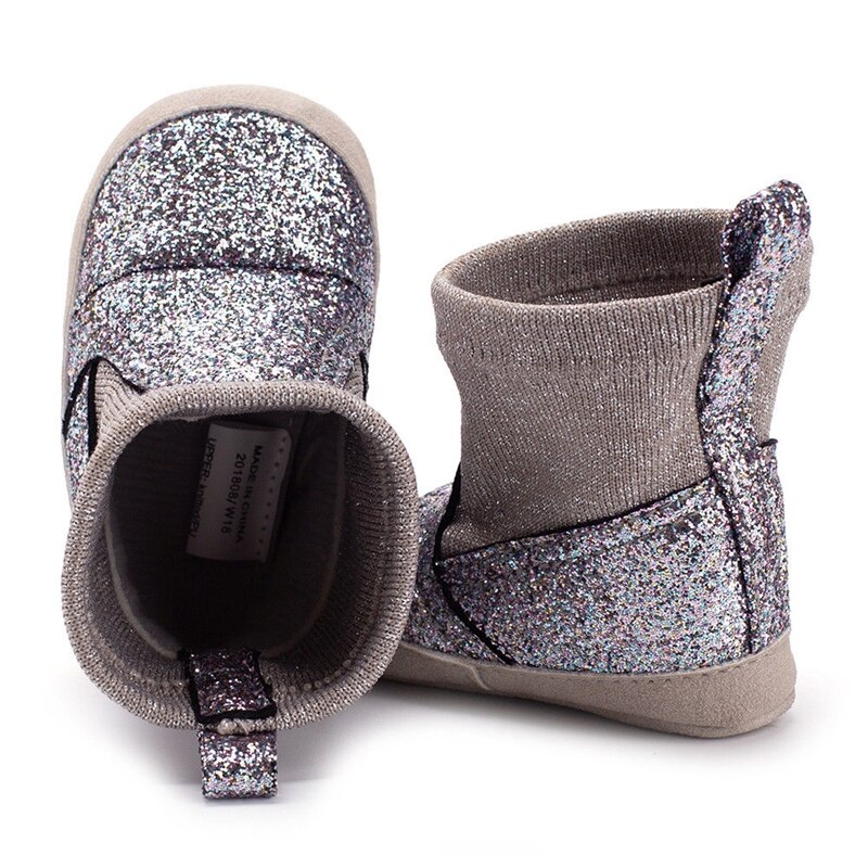 Neugeborenen Baby Mädchen Glitter Pailletten Bling Weiche Sohle Prinzessin Stiefel 0-18 Monate Casual Shiny