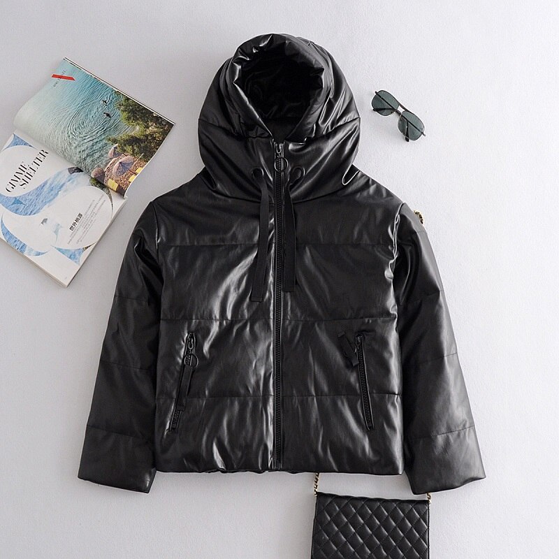 GETADME 2025 Autumn Winter Clothing Streetwear Parkas for Women's Hooded Zipper Outwear Thicked Casual Fashion Jackets Oversized Tops