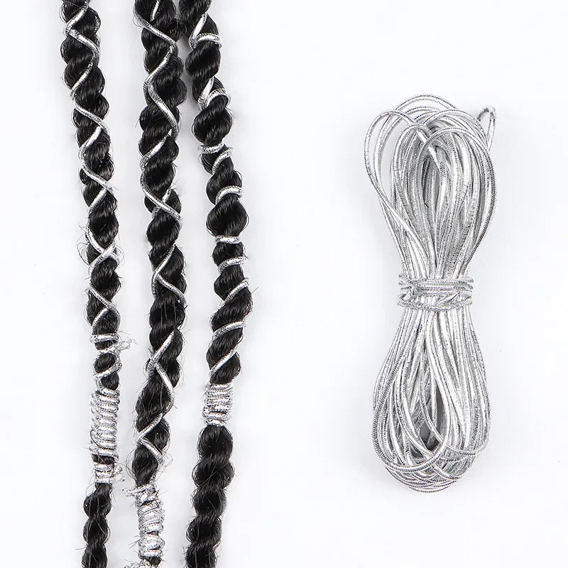 Dreadlock flätor håraccessoarer silver guld flätning hår deco styling skimmer töjbar afrikansk fläta flätad elastisk snodd: LjusgrÃÂ¥