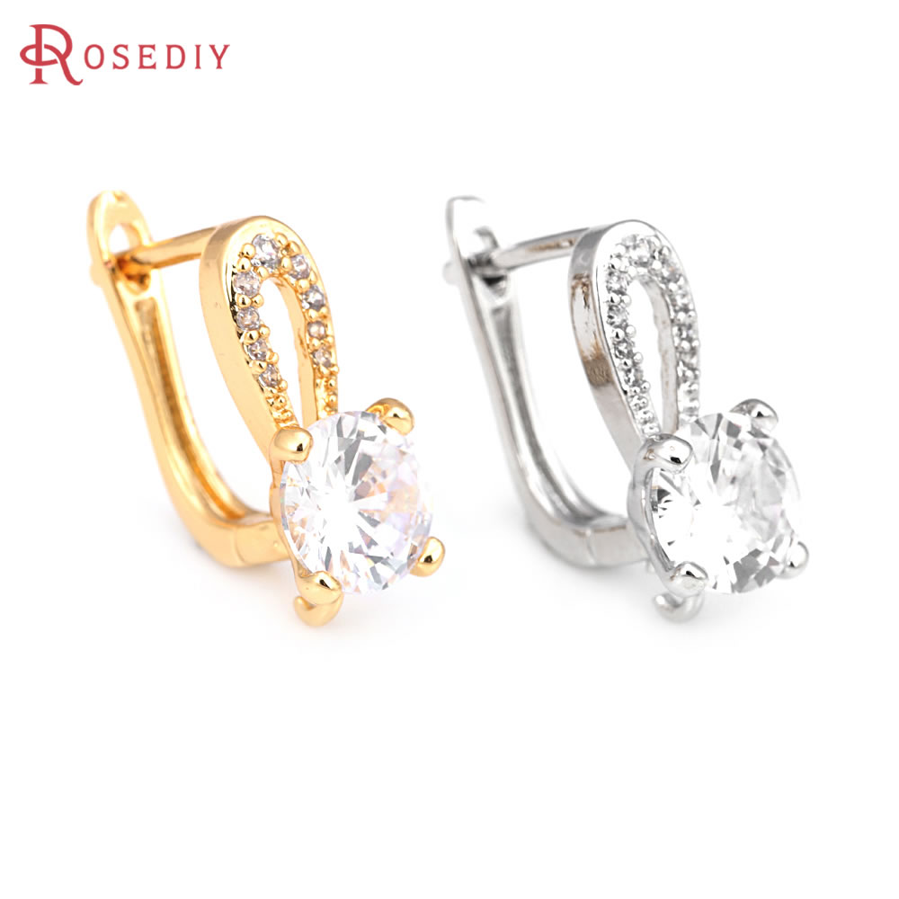 Pasador de latón y circón de Color dorado de 18K para mujer, suministros de fabricación de joyas Diy, accesorios para pendientes