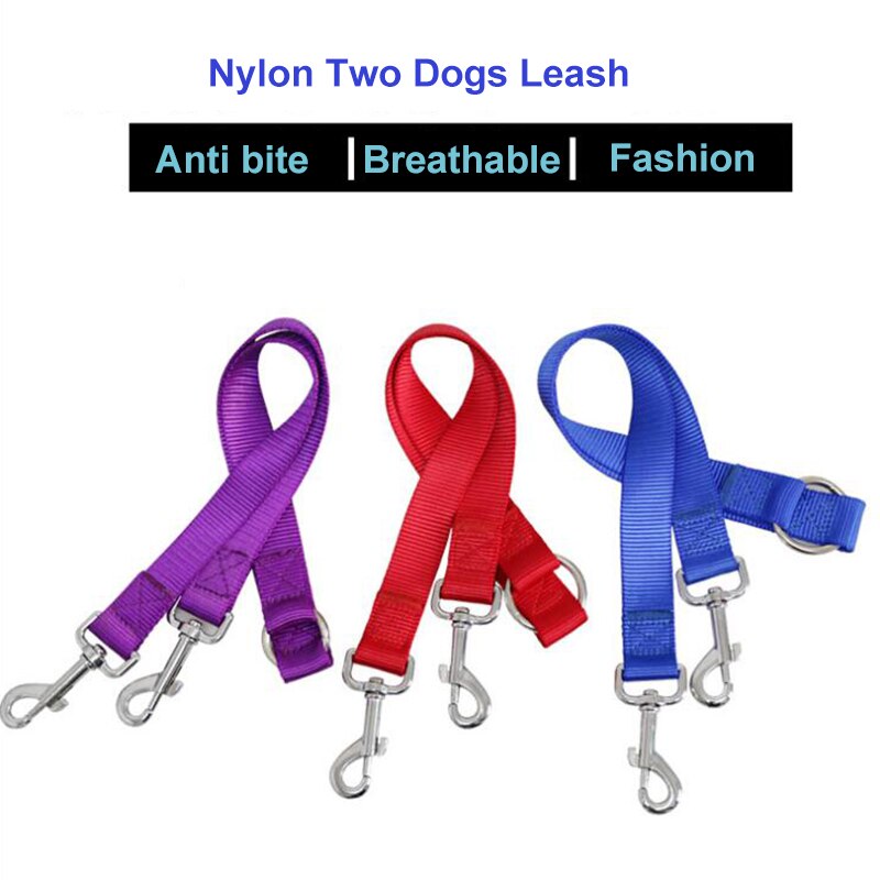 Double Twin Dual Koppeling Hondenriem Twee in Een Sterke Nylon V Vorm Pet Hondenlijn Kleurrijke Twee Manieren Huisdier lood