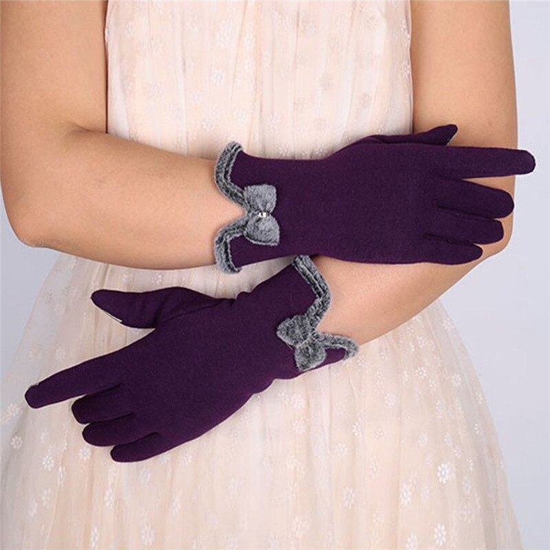 Mulheres Venda quente da Tela de Toque À Prova de Vento Ao Ar Livre Esporte Bowknot Mornas do Inverno Luvas 5 Cores Adultos Criança Luvas de Tela de Toque À Prova de Vento