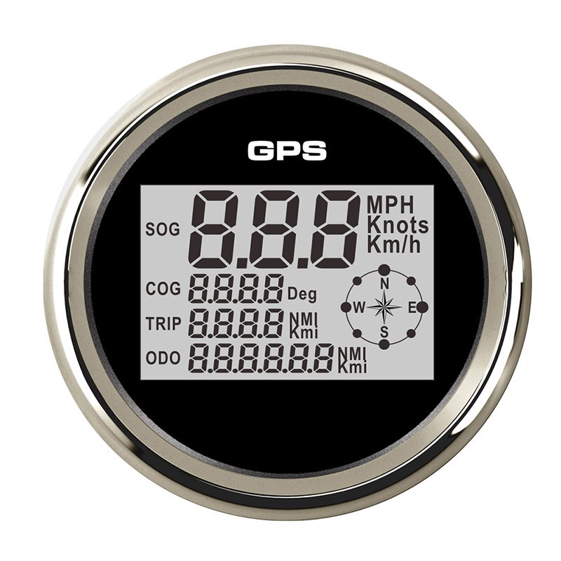 digital 85mm gps hastighetsmåler kilometerteller med 8 farger bakgrunnsbelysning 0-999 knop km/t mph sog tannhjul til bil båt lastebil marine 9-32v