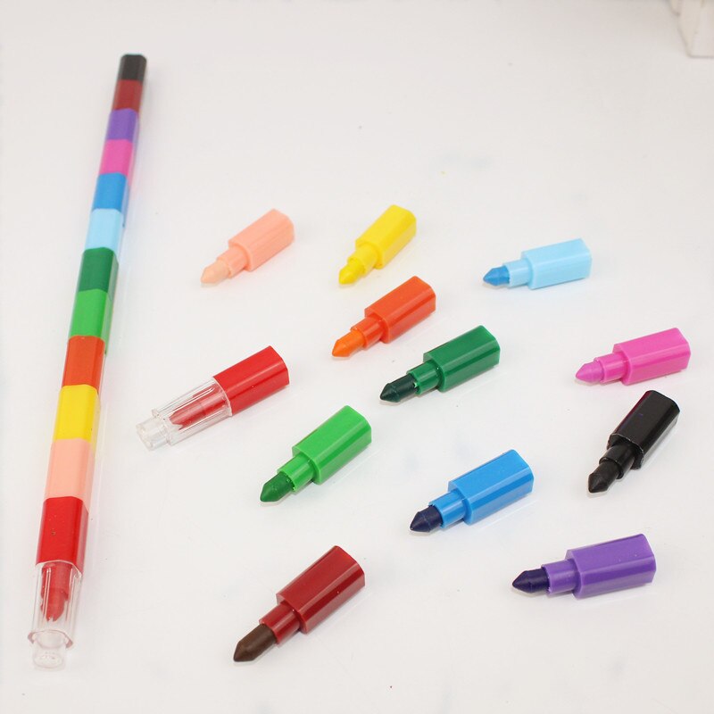 A18 bloques de lápices de cera para pintar 12 colores dibujo lápiz de Color los niños de la Escuela de escritura bolígrafos de papelería de