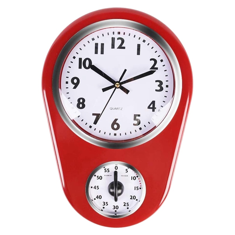 Horloge murale de cuisine 8.5 pouces | Maison, Vintage, élégante, ancienne horloge murale avec minuterie de 60 Minutes, facile à lire: Default Title