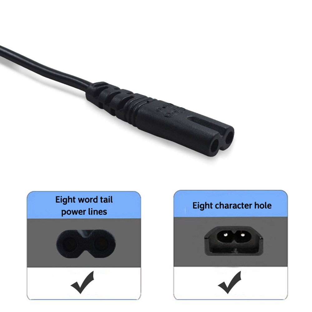 2-- polige stroomkabel 3.0m stroomkabels voor desktop, laptop, thuis en op kantoor