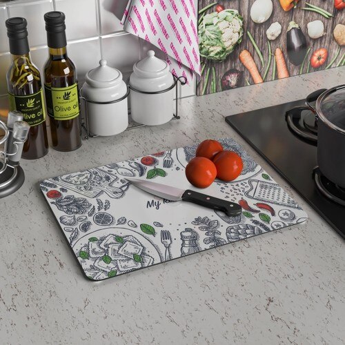 Glass Cutting Board My Kitchen Themed Glass Cutting Table Modern Kitchen 30x40 cm