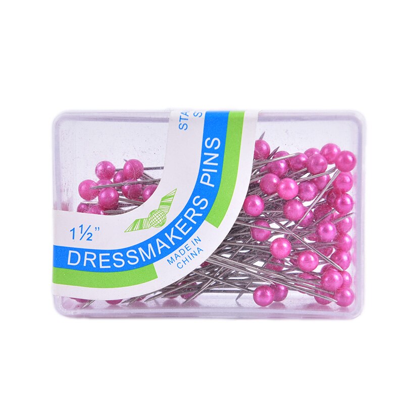 100 Pcs/lot Round Pearl Head Dressmaking Pins Weddings Corsage Florists Sewing Crafts Pin Accessories DIY Tools: Rose Red