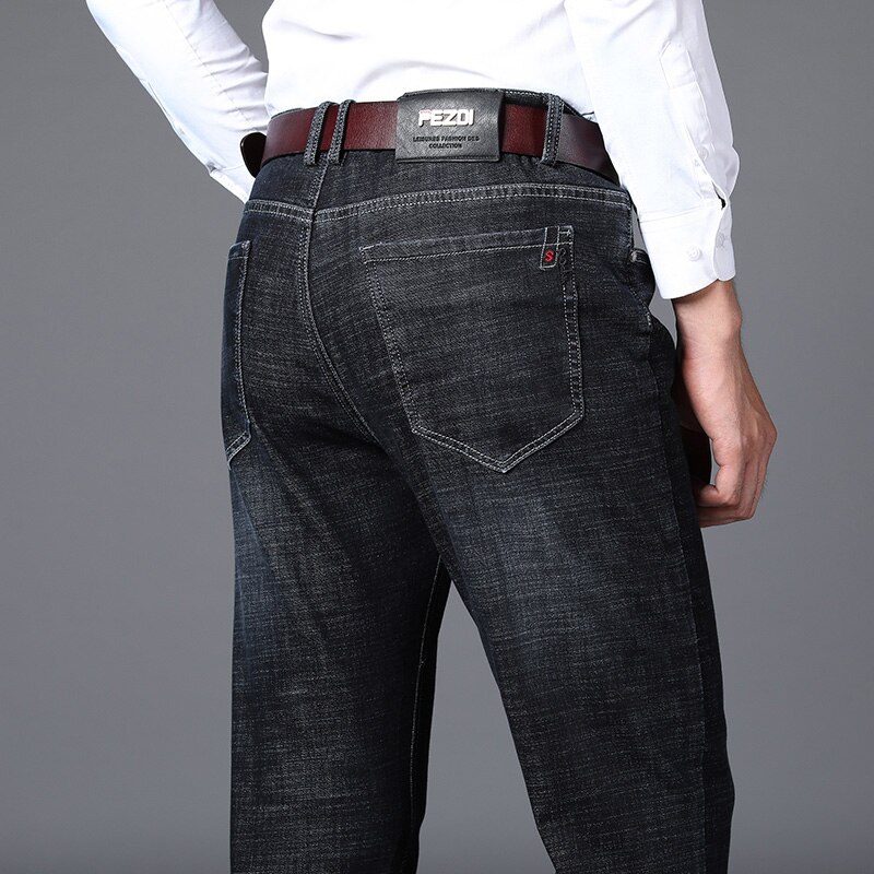 Herfst en winter heren business zwarte jeans slim fit denim stretch broek heren merk broeken: 28