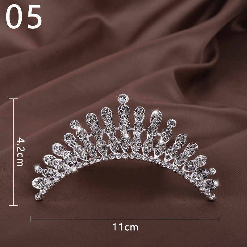 Prinzessin Krone für Mädchen Zeigen Braut Krone Tiara Diadem Silber Farbe Kristall Blumen Hochzeit Braut Haar Zubehör Kopf Schmuck: 5