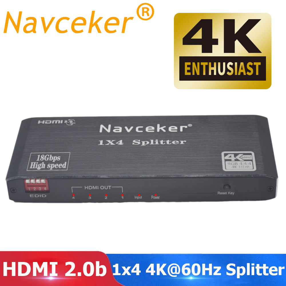 4K 60Hz HDMI Splitter 1x2 1x4 HDMI 2.0 Splitter 4K HDMI Splitter HDCP 2.2 4 Port HDMI Splitter Switcher voor PS4 Apple TV: 1x4 HDMI Splitter / EU Power Plug