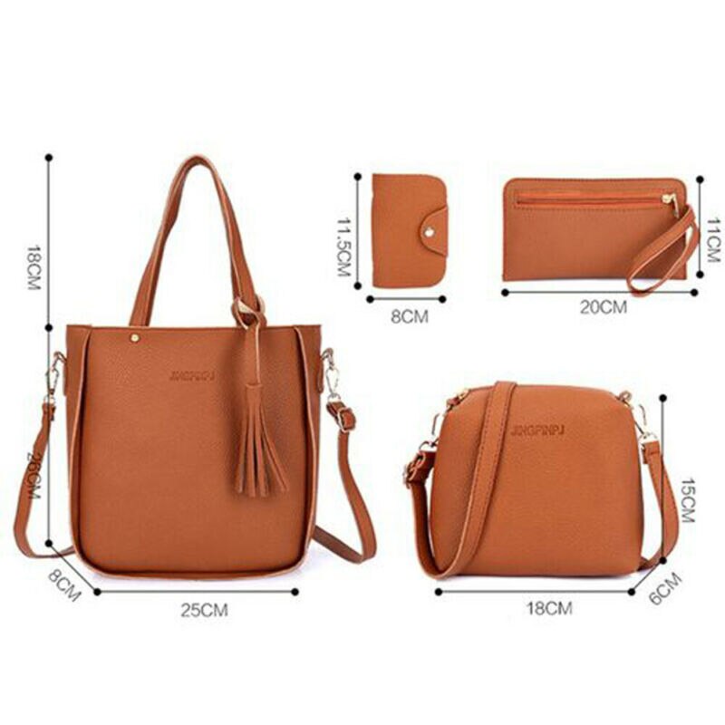 Noenname à moda 4 pçs/set feminina senhora moda bolsa de couro bolsa ombro bolsa bolsa bolsa bolsa de embreagem bolsa de moedas sacos do mensageiro