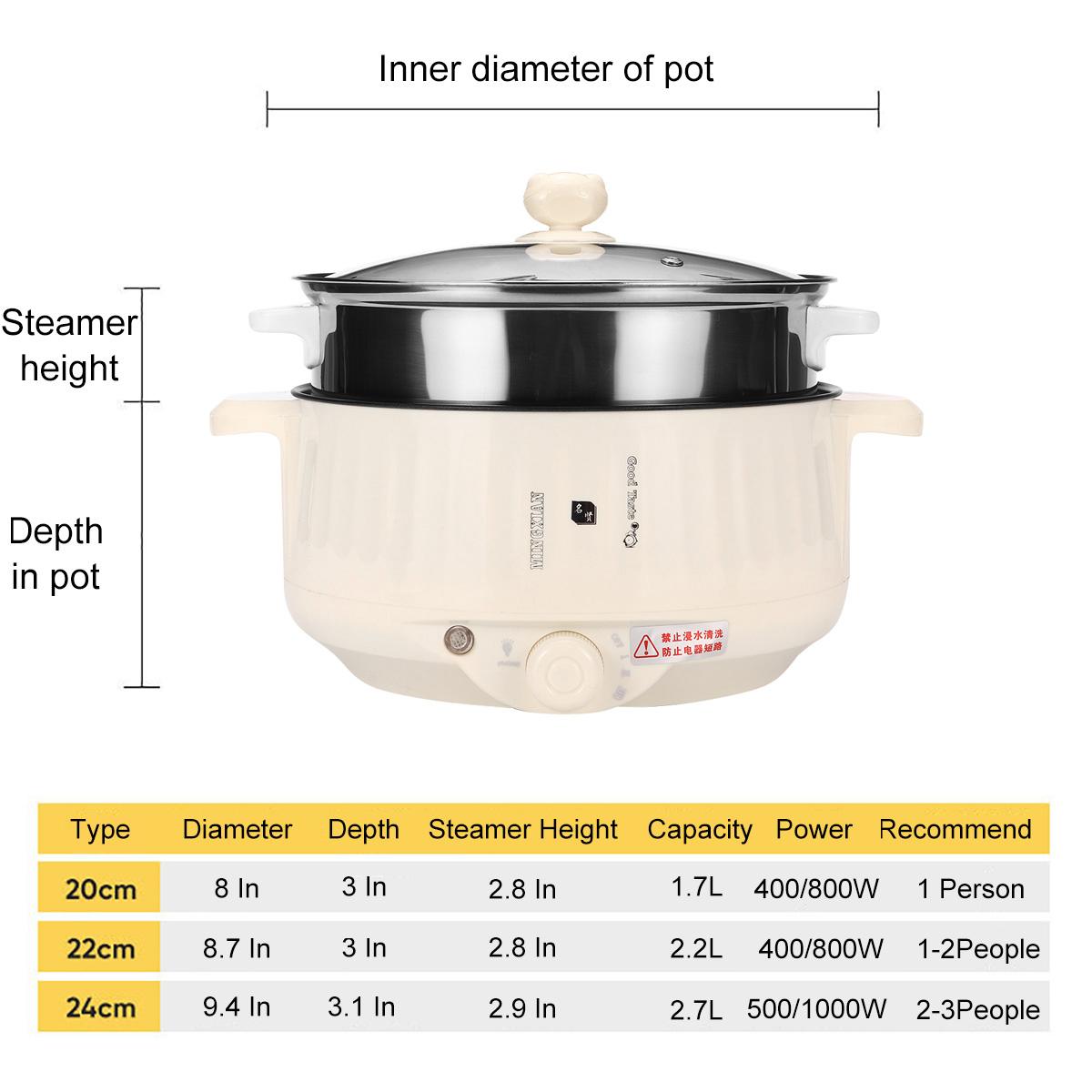 20-24cm Multi-Function Electric Cooker Non-stick Multicooker Electric Cooker For Travel School Home Free 400W-1000W