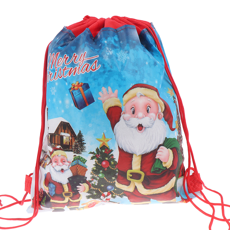 3Styles Santa Claus Drawstring Big Backpack Kids Year Banquet Stockings Holders Bag Christmas Candy Bag