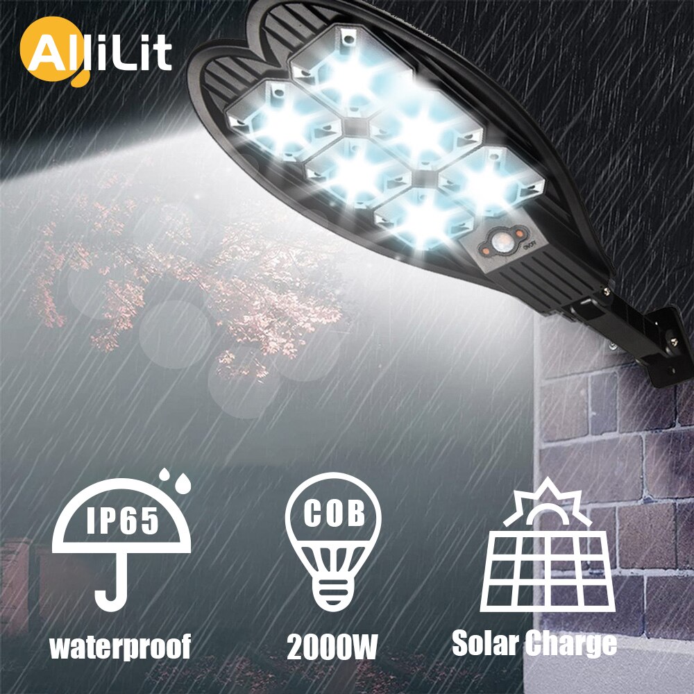 2000W Outdoor Solar Lamp Solar Powered Garden 160COB IP65 Waterproof Street Lights LED PIR Motion Sensor Yard Wall lamp