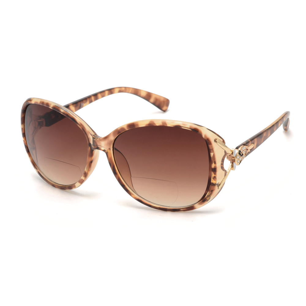JM-gafas de sol de lectura para mujer, lentes de lectura bifocales, redondas, grandes, Vintage, de gran tamaño, UV400, 2022: +150 / demi